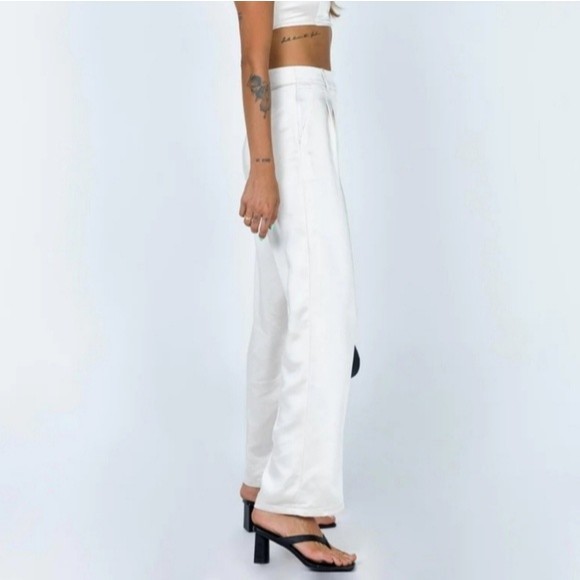 Princess Polly Huxley champagne satin high waisted wide leg pants - Picture 2 of 16